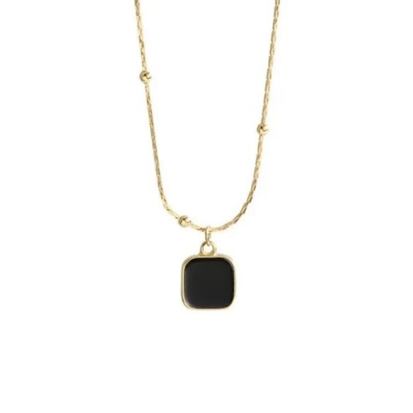 Black Minimalist Necklace - Picture 3 of 7